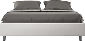 Łóżko wyposażone w stelaż z listwami z pojemnikiem tapicerowane 160x190 sztucznej skóry Biały Azelia