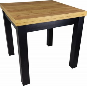Stół prostokątny rozkładany 80x80/240 czarne nogi, Dąb Craft + nogi drewniane