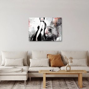 Obraz - Dama i Wieża Eiffla (70x50 cm)