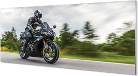 Szklany Panel Motocykl na Drodze pod Chmurami