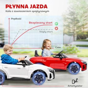 HOMCOM Elektryczny samochód dla dzieci Licencjonowane Audi z bezpiecznym pasem pilotem i światłem Czerwony i czarny 103x58x41 cm | Aosom PL