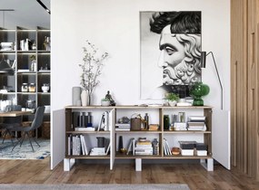 Szeroka komoda w stylu industrialnym Apollo 150 dąb wotan/biały