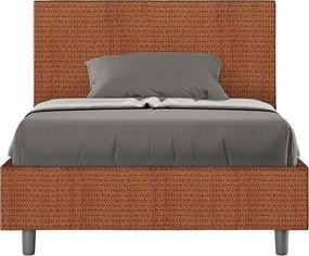 Łóżko bez stelaża tapicerowane 120x190 tkaniny Labirinto 4 pomarańczowy Adele