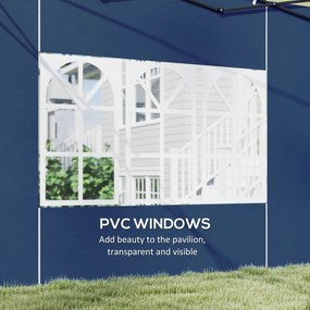 Outsunny 2-częściowy zestaw ścian bocznych do pawilonu 3x3 3x6, wodoodporne ściany z oknami, niebieskie | Aosom PL