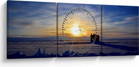 Obraz - krajobraz polarny (z zegarem) (90x30 cm)