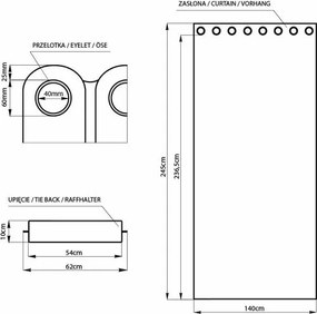 Restilo Zasłona Blackout EYELETS musztardowy, 140 x 245 cm
