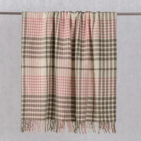 Pled Zelandia 140x200cm khaki/old rose