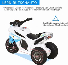 HOMCOM Jeździk, pojazd jeździk z muzyką i reflektorem, pojazd dziecięcy w stylu motocykla wyścigowego, do 20 kg, 18-36 miesięcy, niebieski | Aosom PL