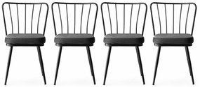 Zestaw krzeseł do jadalni Yildiz Anthracite and Black, 4szt., 4 szt.