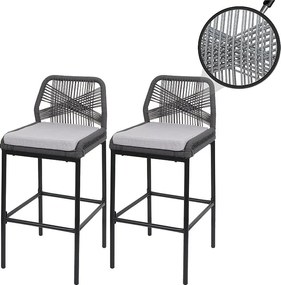 Stołek barowy MCW-O21 (zestaw 2 szt.),  antracyt, poduszka jasnoszara