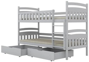 Łóżko piętrowe JULITA 160x80 białe drewniane z szufladami KOCOT KIDS