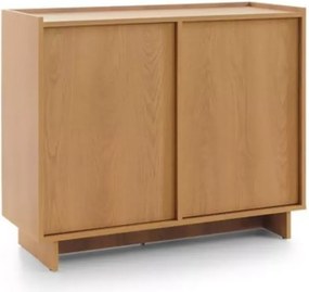 Komoda Vabres 98 cm dąb karmel nowoczesna stojąca 2 drzwi push to open skandynawska laminowana