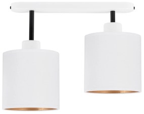 Lampa sufitowa biała dwupunktowy spot z białymi abażurami C-3306WE-WEW