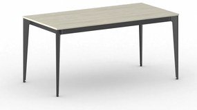 Stół konferencyjny do biura PRIMO ACTION, 160x80 cm, czarna podstawa, dąb naturalny