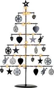 Ozdobne choinkowe metalowe drzewo - czarne, 25 LED, ciepła b