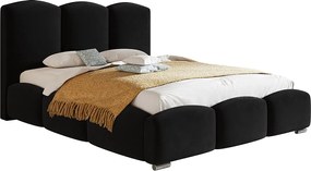 Łóżko dwuosobowe 180x200 Roma z pojemnikiem - łóżko tapicerowane, stelaż metalowy, welur - czarny (Amor Velvet 4322)