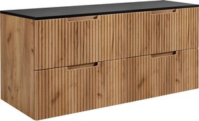 Szafka łazienkowa, dąb Craft / czarny, 120 (2 x 60) x 58,6 x 46 cm