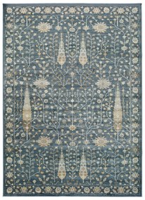 Niebieski dywan z wiskozy Universal Vintage Flowers, 120x170 cm