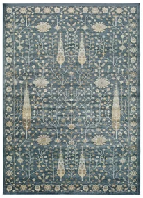 Niebieski dywan z wiskozy Universal Vintage Flowers, 140x200 cm