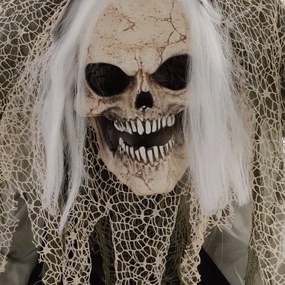 HOMCOM Duch-szkielet na Halloween, przerażający wył, zielone światło, ruchome ramiona, 160 cm