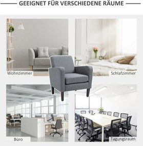 HOMCOM Fotel jednoosobowy fotel relaksacyjny krzesło jednoosobowe fotel tapicerowany drewniane nóżki tkanina lniana jasnoszary