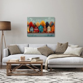 Obraz na szkle - Malowane jesienne miasto (70x50 cm)