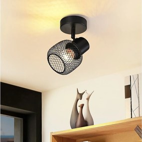 NETTLIFE Lampa sufitowa Spot Czarny metal Vintage Lampa do przedpokoju Obrotowa 330° Wewnętrzna do kuchni Pokój dziecięcy Salon Sypialnia 40 W