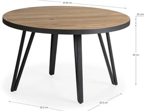 Czarny okrągły stolik z blatem w dekorze dębu ø 80 cm Sindi – Marckeric