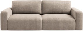 Beżowa rozkładana/ze schowkiem sofa z tkaniny szenilowej 252 cm Kona – Makamii