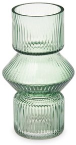 Szklany wazon ryflowane szkło, 9,5 x 16,5 cm