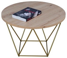 Stolik kawowy z geometrycznym stelażem dąb artisan - Tympa 3X