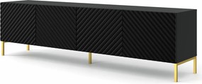 Rtv szafka z frontem czarny 3d mat + złote nóżki N6-N50