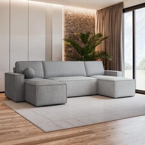 Masseno Narożnik PESANO z funkcją spania i pojemnikiem na pościel Narozniki U, Rozkładana sofa - Jasnoszary, POSO 55
