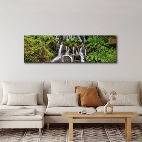 Obraz wodospadów w tropikalnym lesie (170x50 cm)