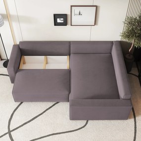 Masseno Narożnik ERONIS z funkcją spania i pojemnikiem na pościel Narozniki L, Rozkładana sofa - Wrzosowy, MONOLITH 62