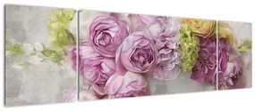 Obraz - Kwiaty na ścianie w pastelowych kolorach (170x50 cm)