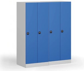 Szafka ubraniowa obniżona, 2-drzwiowa, 1500 x 600 x 500 mm, demontaż, zamek RFID, drzwi niebieskie