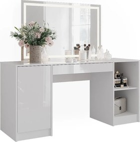 Stół toaletowy biały/biały wysoki połysk 158.2x50.1x76 sherry