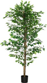 HOMCOM Sztuczny Ficus, realistyczny, łatwy w pielęgnacji, w komplecie z doniczką, wysokość 180 cm, Zielony