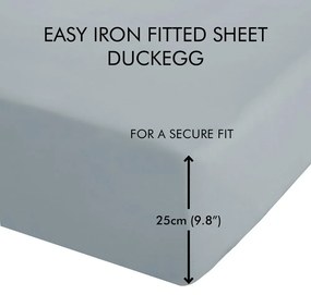 Szaroniebieskie prześcieradło z perkalu z gumką 150x200 cm Easy Iron Percale – Catherine Lansfield