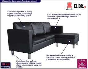 Czarna elegancka sofa 3-osobowa B4-B98