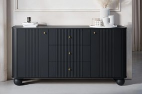 Komoda z szufladami Vesper 160 cm - czarny / złote uchwyty / nogi kule