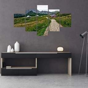 Obraz - Krajobraz górski z domami (125x70 cm)