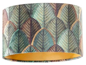 Aksamitny abażur w kształcie liści ze złotym wnętrzem, owalny 25/16/15