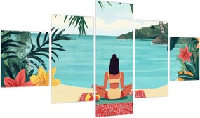 Obraz - Joginka na plaży (125x70 cm)
