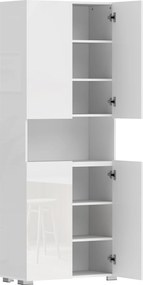 HOMCOM Wysoka szafka kuchenna 180 cm, z funkcją cichego zamykania i regulowanymi półkami, biały wysoki połysk | Aosom PL