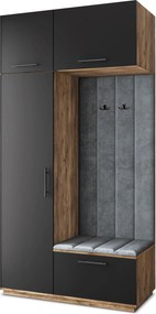 Masseno Garderoba REMA 120/240/60 cm Nowoczesna Szafa do Przedpokoju Dąb lefkas, MONOLITH 85 (Szary)