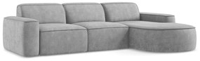 Jasnoszary narożnik z tkaniny szenilowej (prawostronny/z szezlongiem) Omao – Makamii