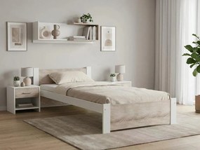 Łóżko IKAROS 80 x 200 cm, białe/dąb sonoma Stelaż: Ze stelażem listwowym rolowanym elastycznym, Materac: Bez materaca