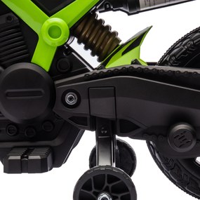 AIYAPLAY motocykl elektryczny dla dzieci 3-8 lat z kółkami pomocniczymi klaksonem dźwiękiem startu zielony mały średni duży motocykl | Aosom PL